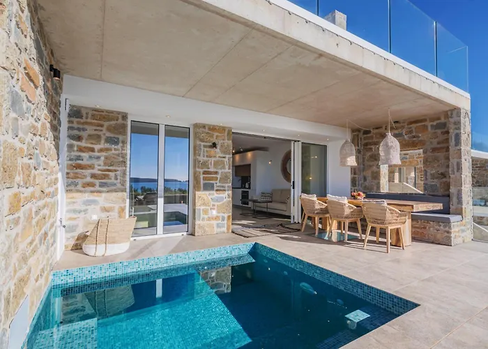 别墅 Ammos With Private Pool, Sauna & Seaview *